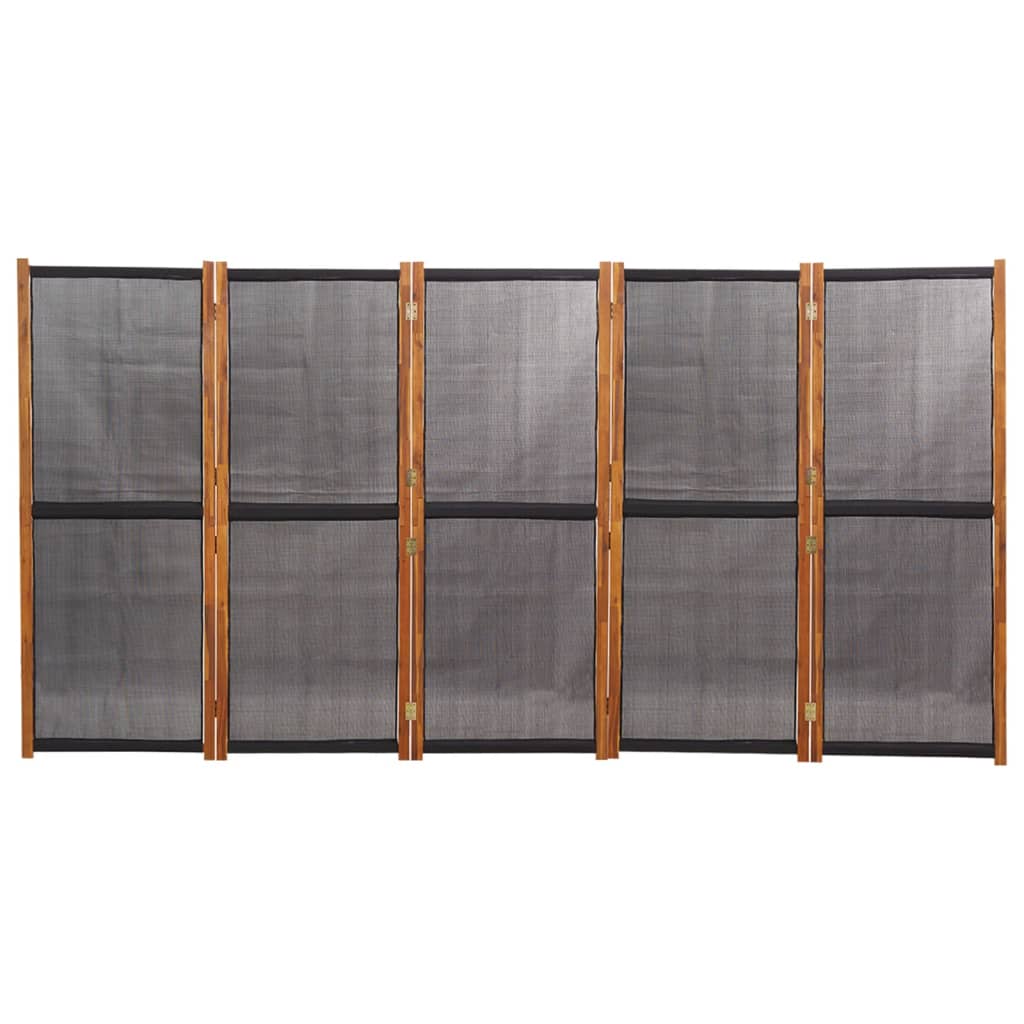 Sobna pregrada s 5 panela crna 350 x 180 cm