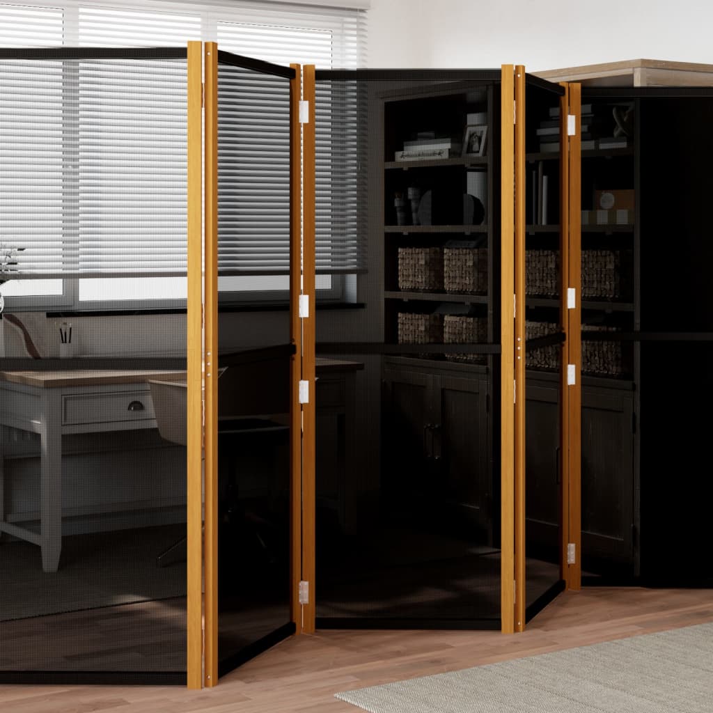Sobna pregrada s 5 panela crna 350 x 180 cm