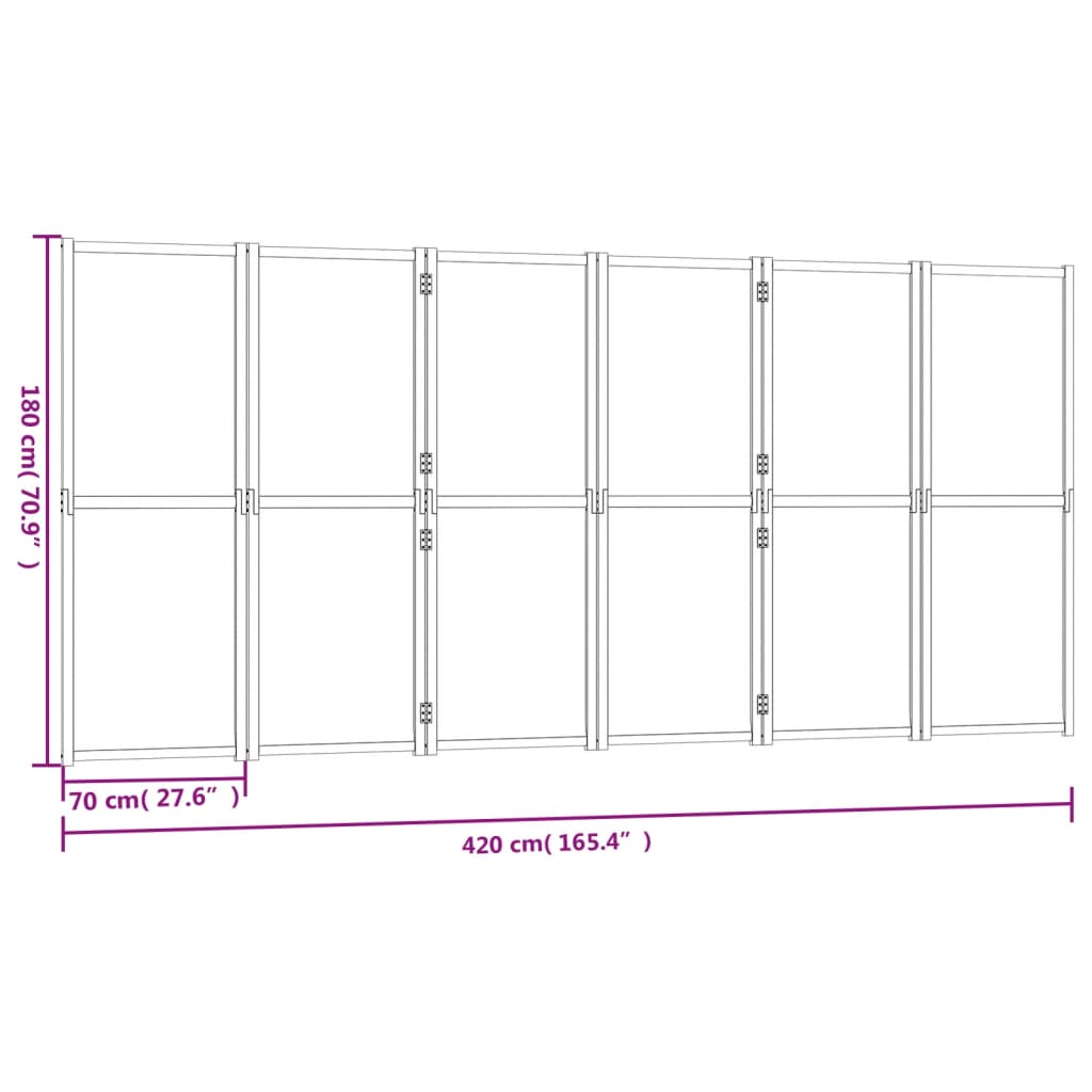 Sobna pregrada sa 6 panela crna 420 x 180 cm