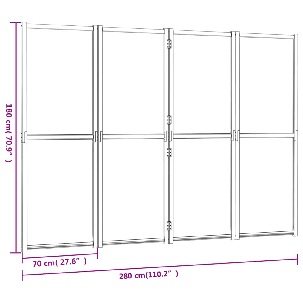 Sobna pregrada s 4 panela krem bijela 280 x 180 cm