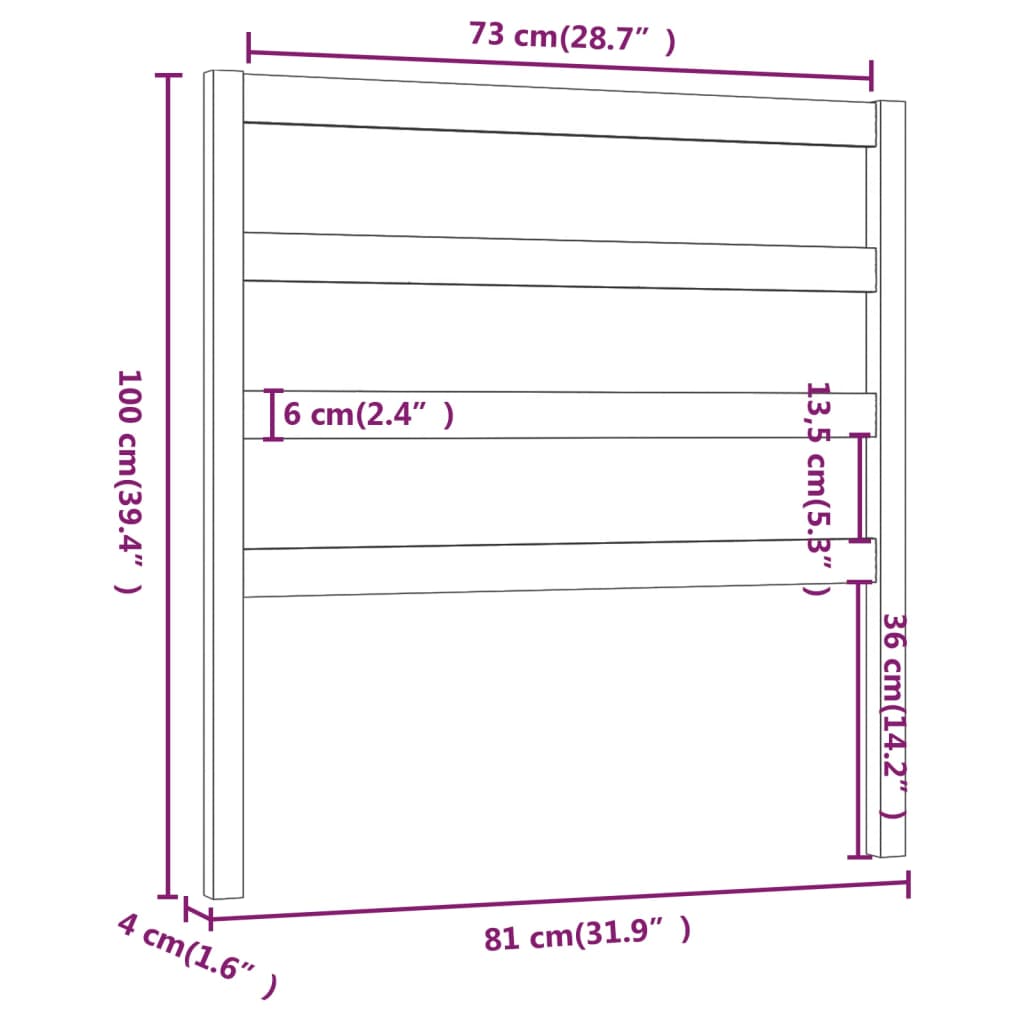 Uzglavlje za krevet crno 81 x 4 x 100 cm od masivne borovine