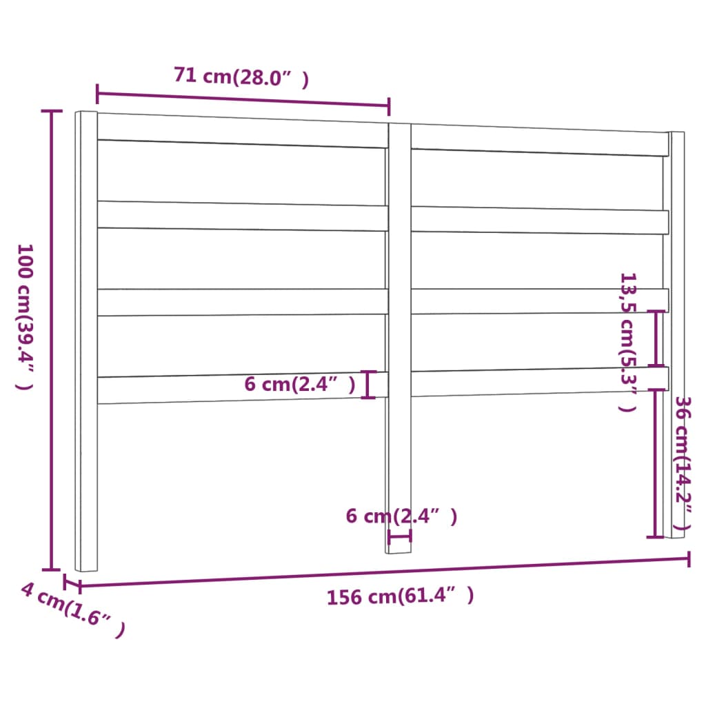 Uzglavlje za krevet boja meda 156 x 4 x 100 cm masivna borovina
