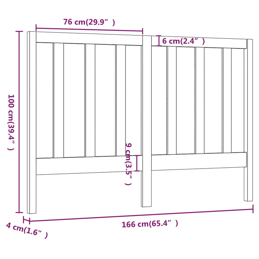 Uzglavlje za krevet boja meda 166 x 4 x 100 cm masivna borovina