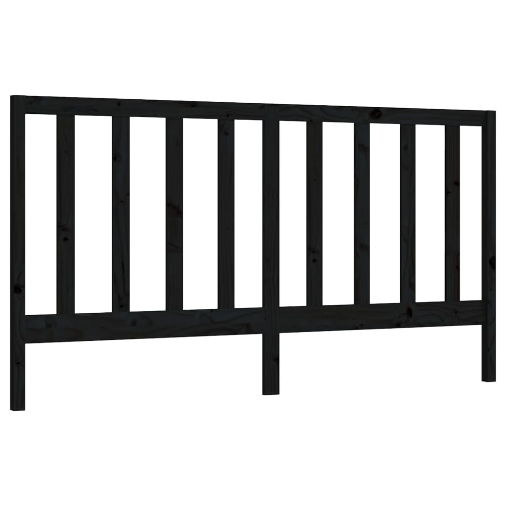 Uzglavlje za krevet crno 186 x 4 x 100 cm od masivne borovine