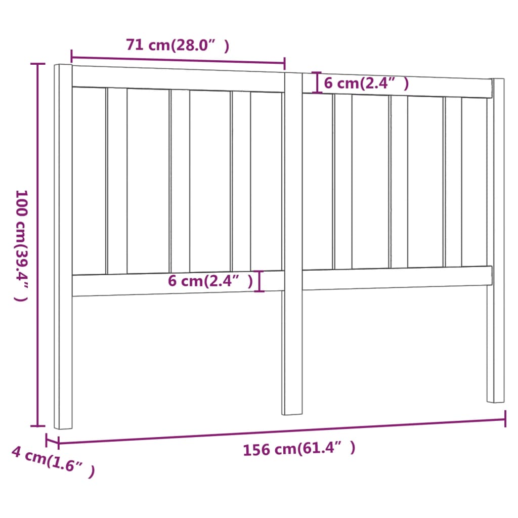 Uzglavlje za krevet sivo 156 x 4 x 100 cm od masivne borovine