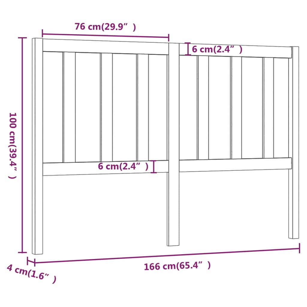 Uzglavlje za krevet boja meda 166 x 4 x 100 cm masivna borovina