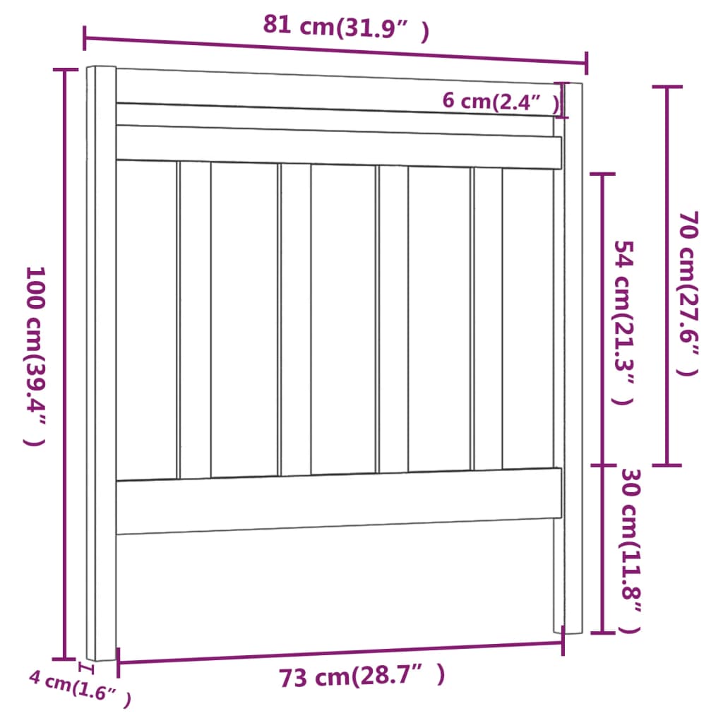 Uzglavlje za krevet sivo 81 x 4 x 100 cm od masivne borovine