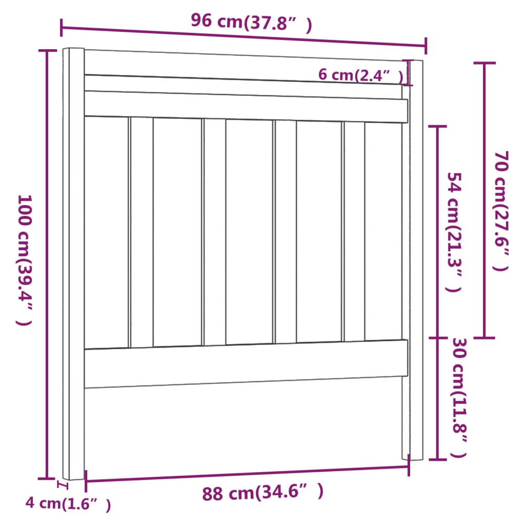 Uzglavlje za krevet sivo 96 x 4 x 100 cm od masivne borovine