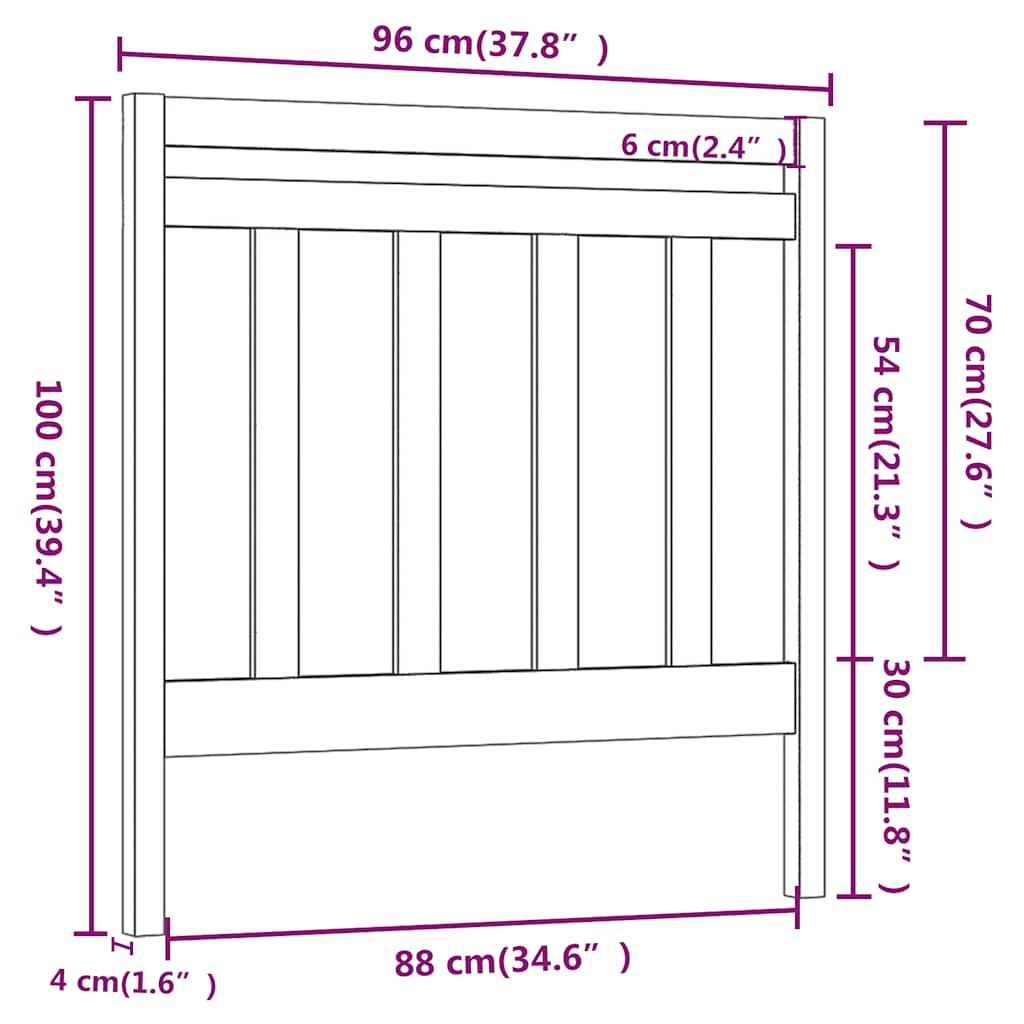 Uzglavlje za krevet sivo 96 x 4 x 100 cm od masivne borovine