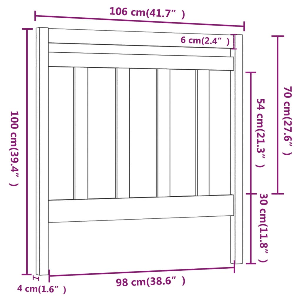 Uzglavlje za krevet boja meda 106 x 4 x 100 cm masivna borovina