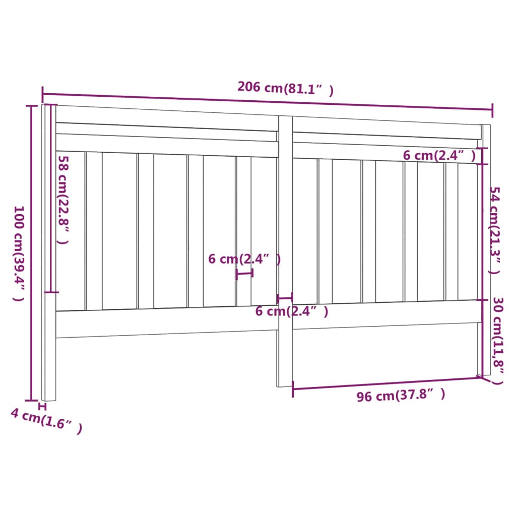 Uzglavlje za krevet boja meda 206 x 4 x 100 cm masivna borovina