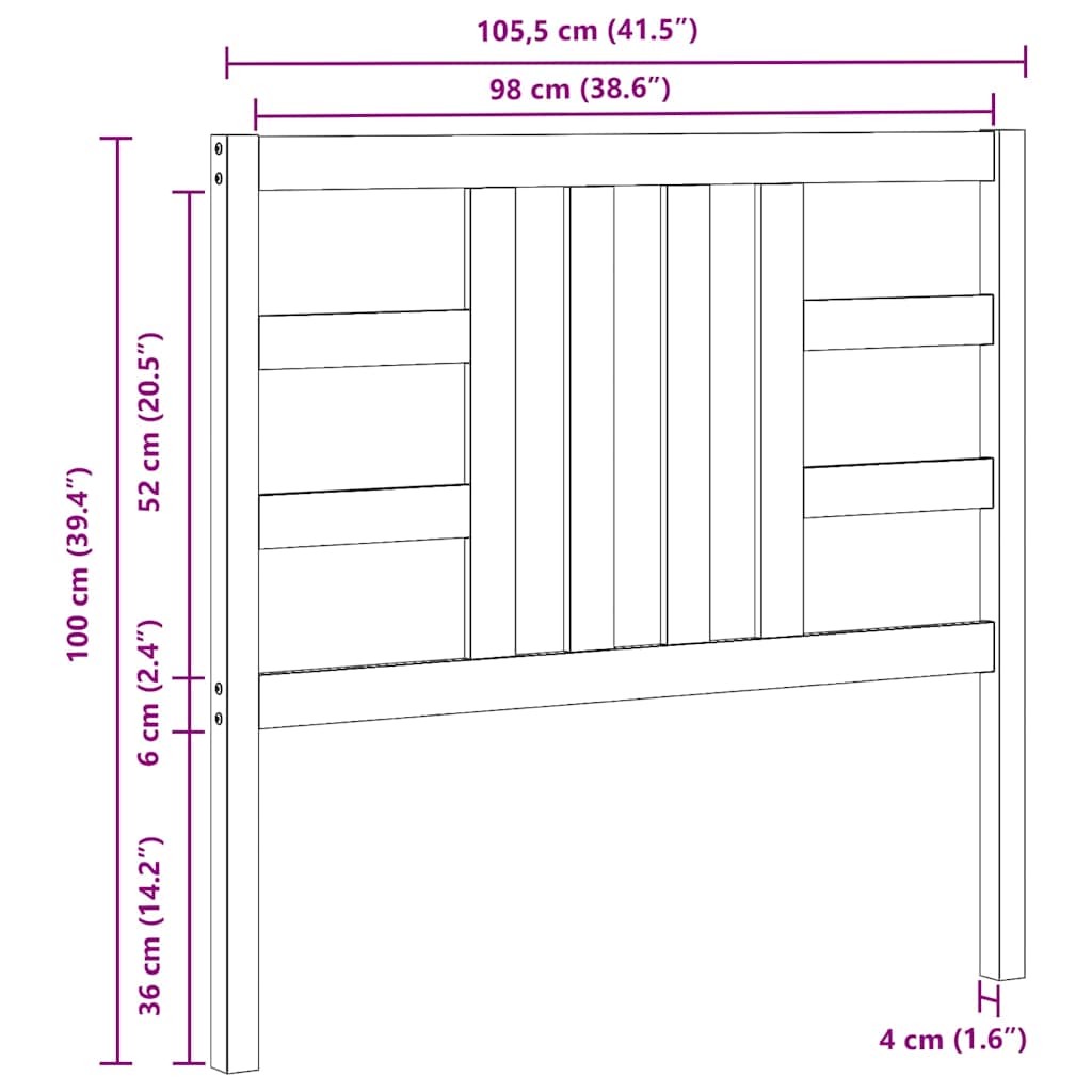 Uzglavlje za krevet boja meda 106 x 4 x 100 cm masivna borovina