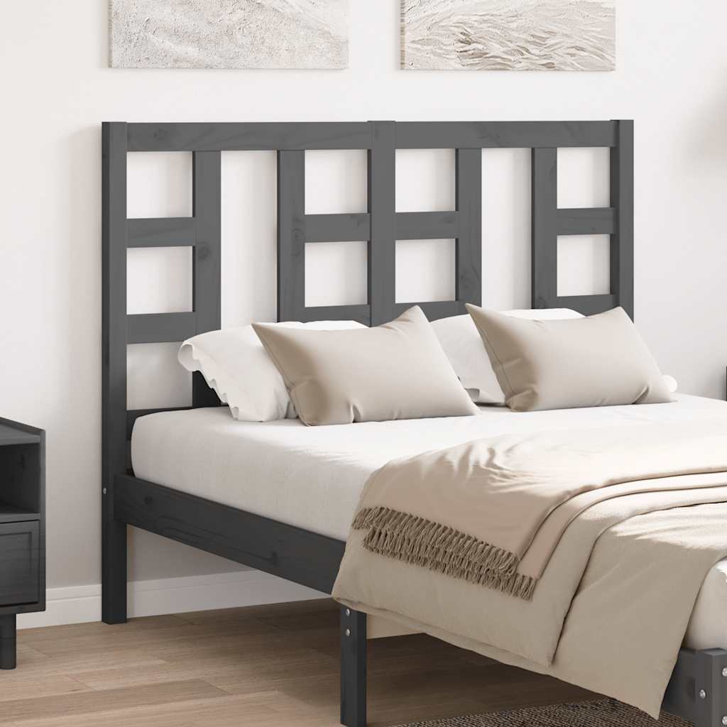 Uzglavlje za krevet sivo 126 x 4 x 100 cm od masivne borovine