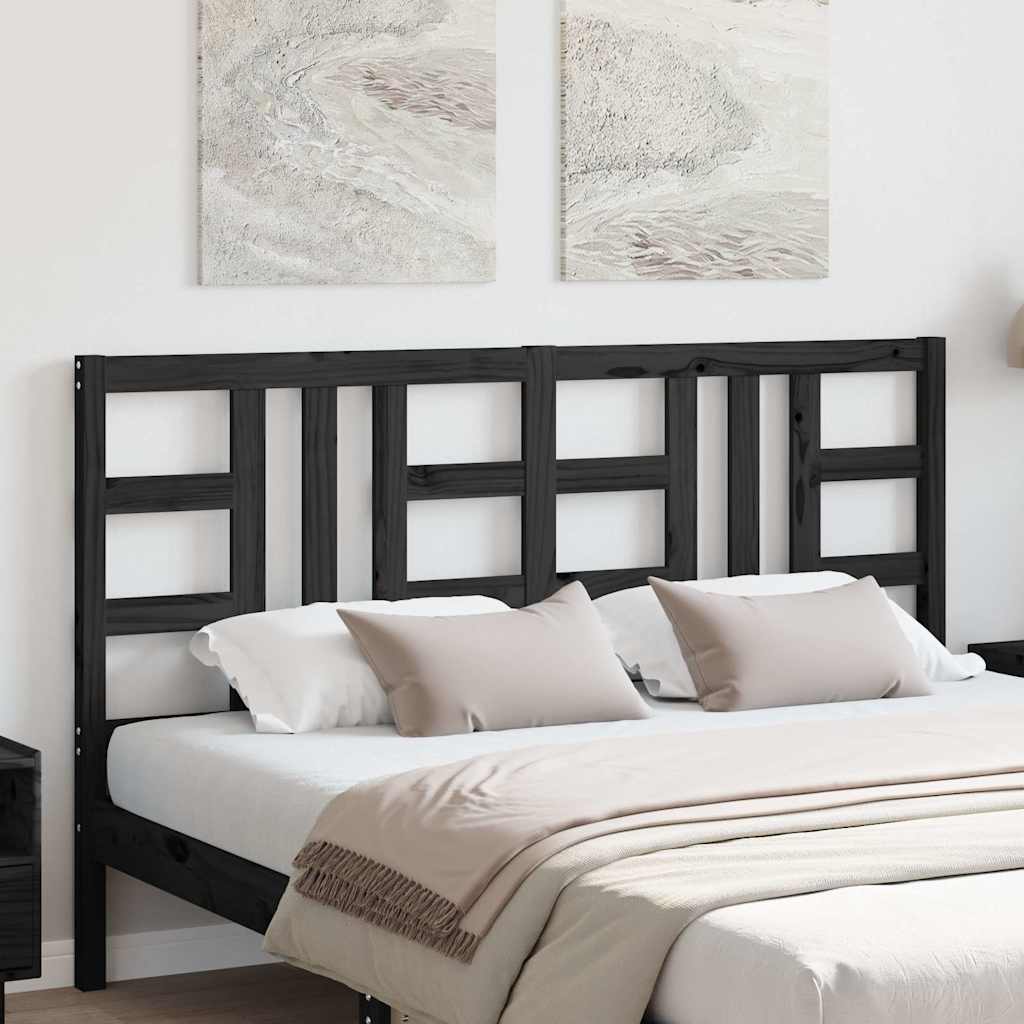 Uzglavlje za krevet crno 146 x 4 x 100 cm od masivne borovine