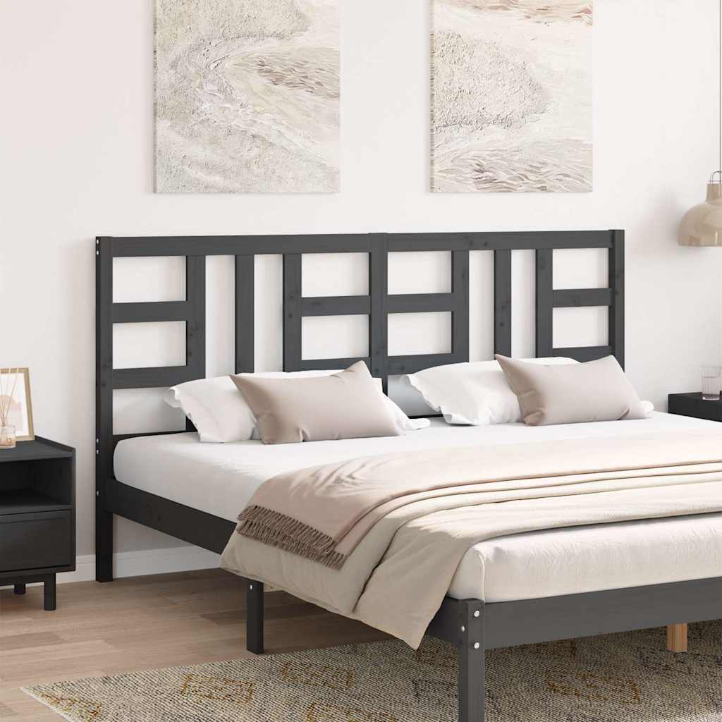 Uzglavlje za krevet sivo 186 x 4 x 100 cm od masivne borovine