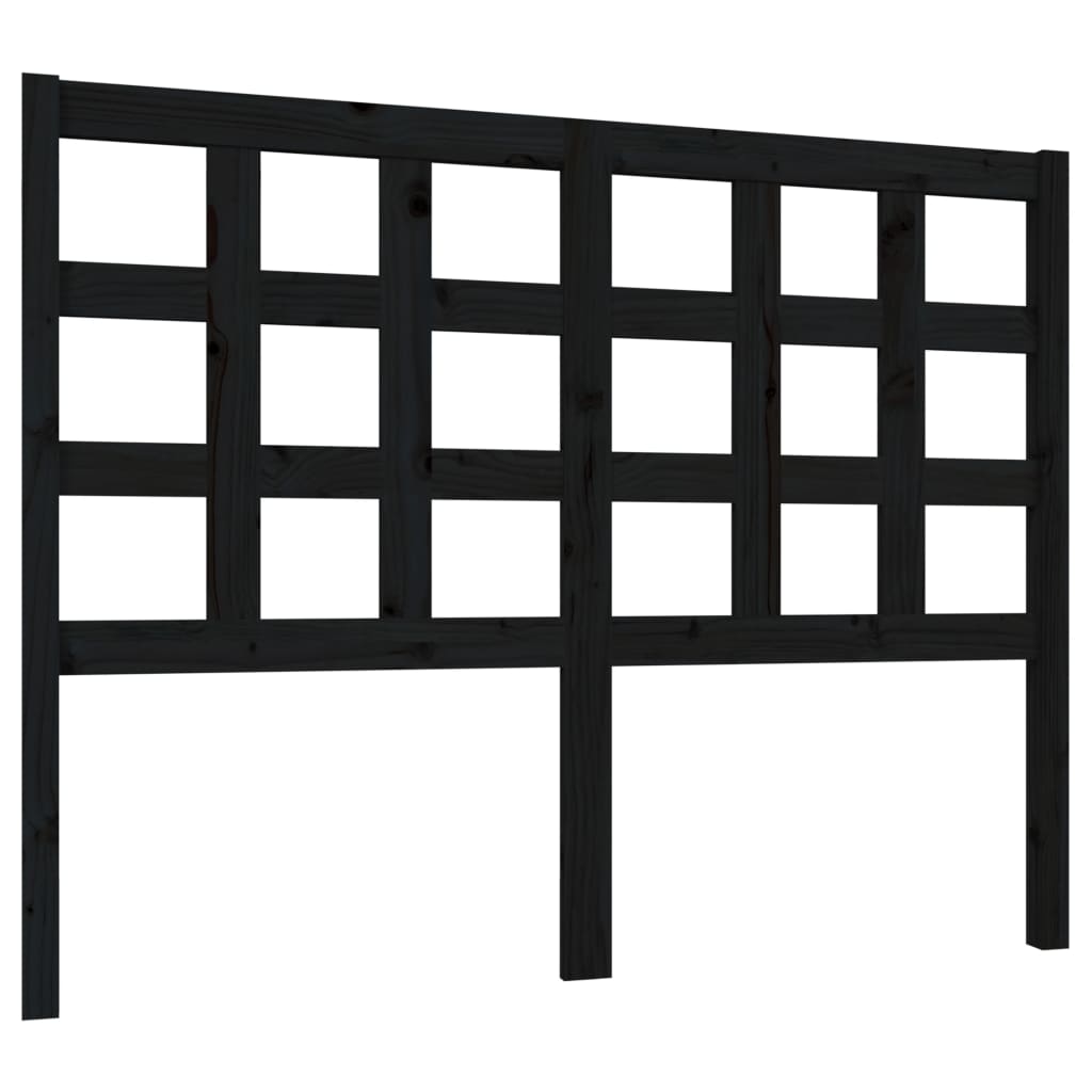 Uzglavlje za krevet crni 125,5 x 4 x 100 cm od masivne borovine