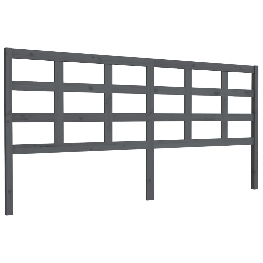 Uzglavlje za krevet sivo 205,5 x 4 x 100 cm od masivne borovine