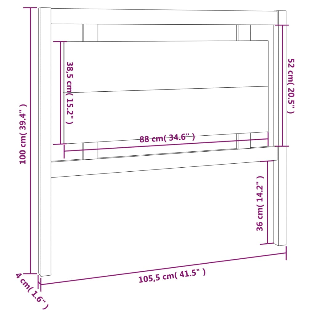 Uzglavlje za krevet 105,5 x4 x 100 cm od masivne borovine