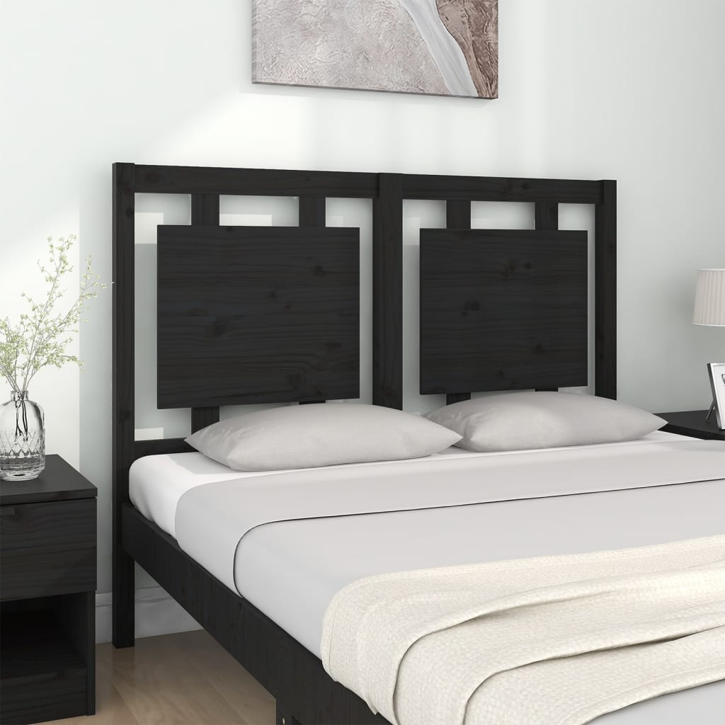 Uzglavlje za krevet crno 125,5 x 4 x 100 cm od masivne borovine