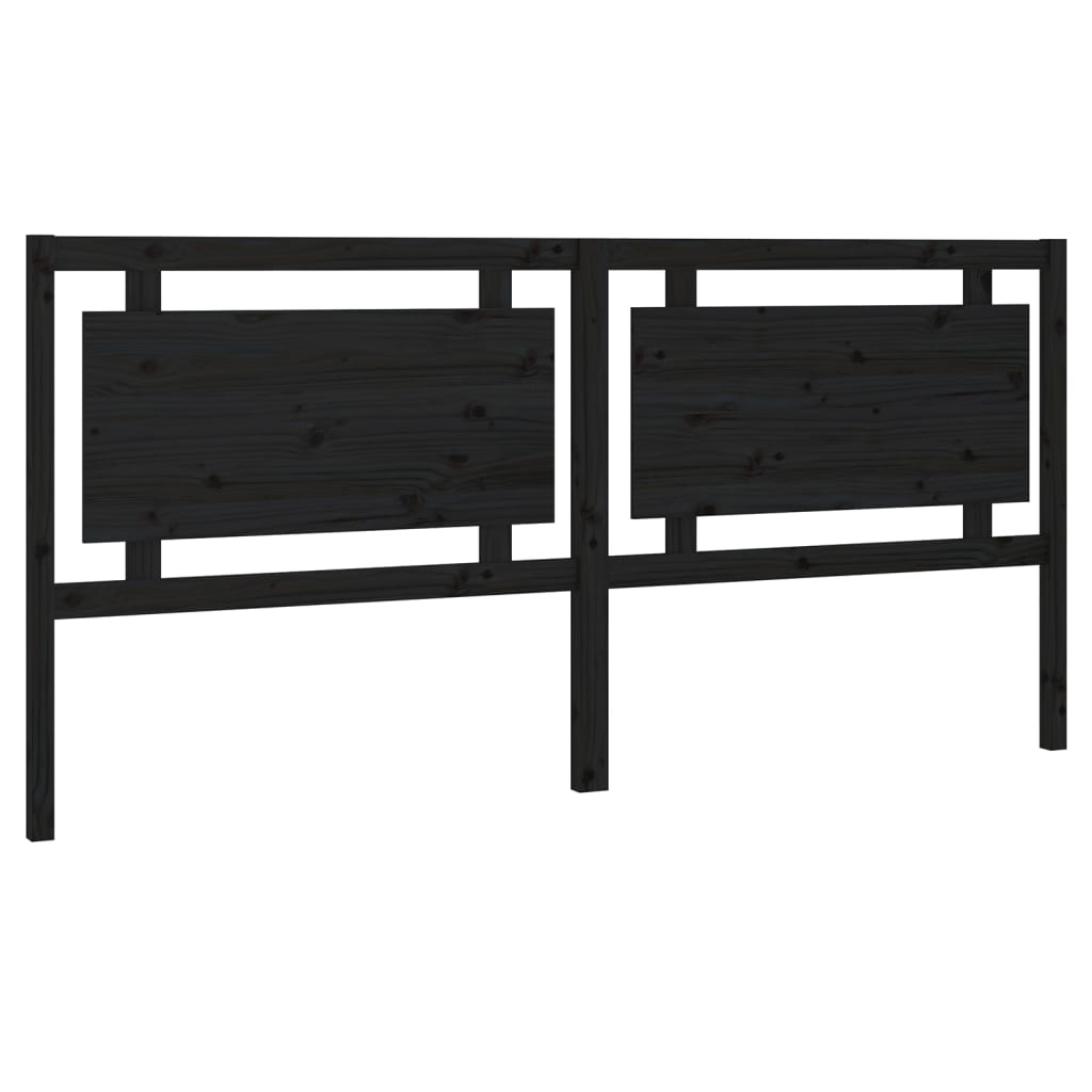 Uzglavlje za krevet crno 205,5 x 4 x 100 cm od masivne borovine