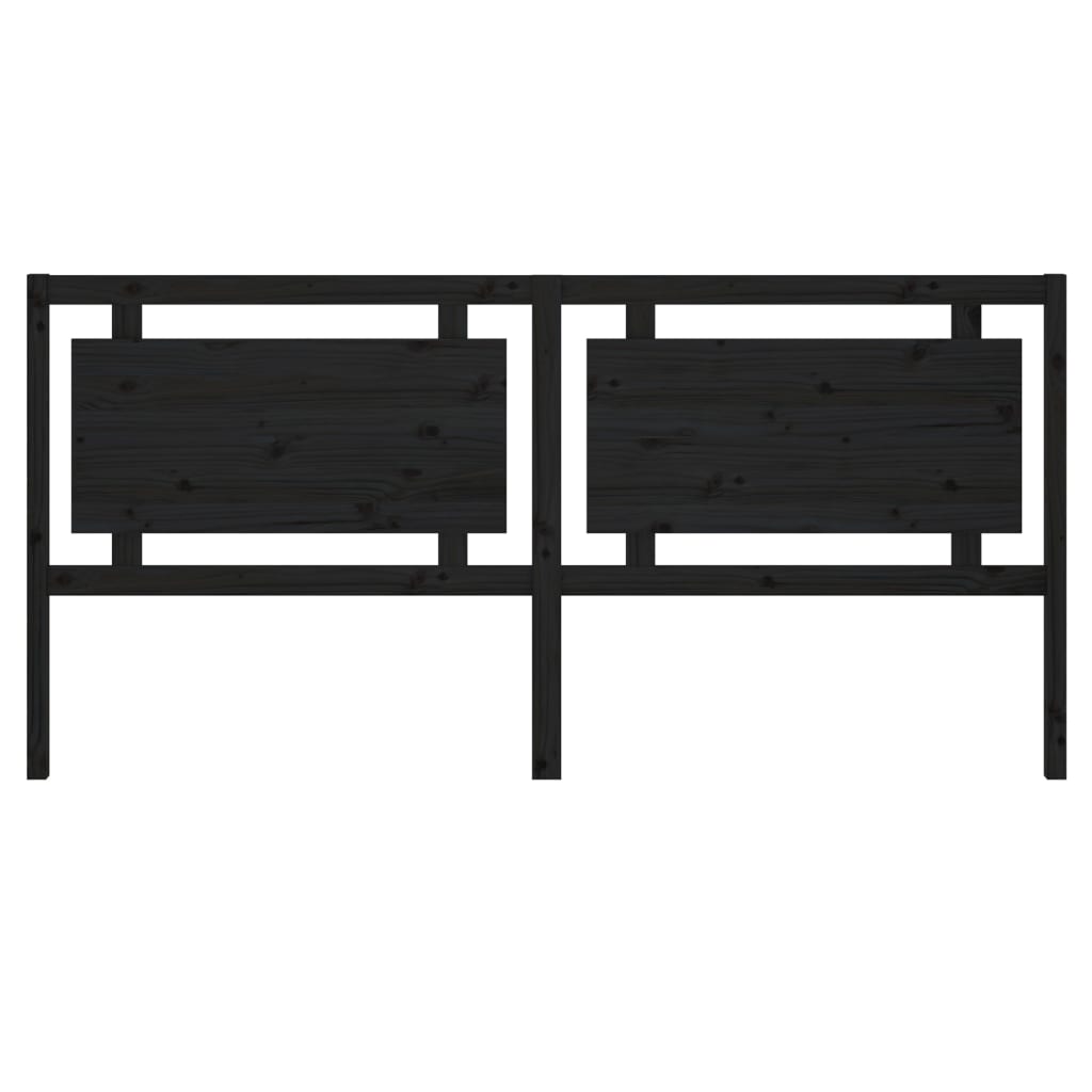 Uzglavlje za krevet crno 205,5 x 4 x 100 cm od masivne borovine