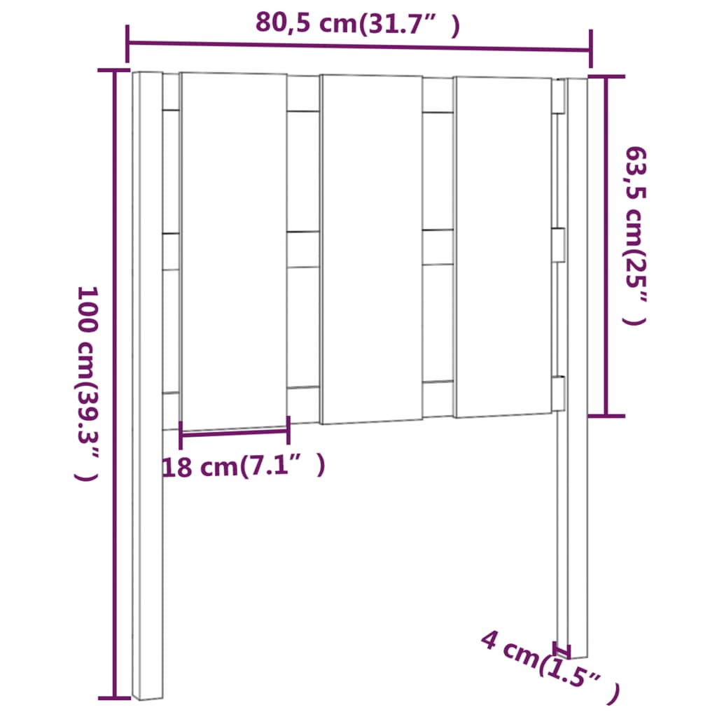 Uzglavlje za krevet boja meda 80,5x4x100 cm od masivne borovine