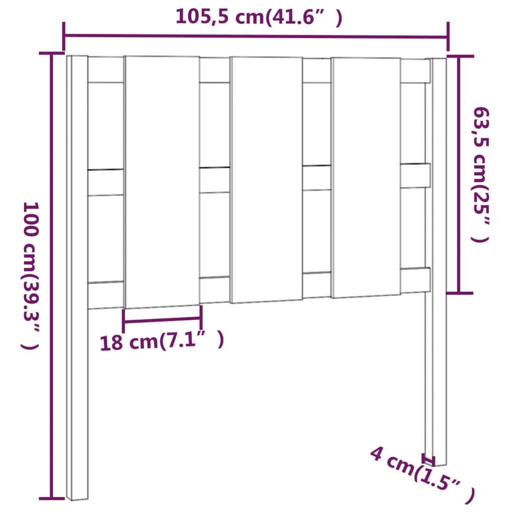 Uzglavlje za krevet boja meda 105,5x4x100 cm masivna borovina