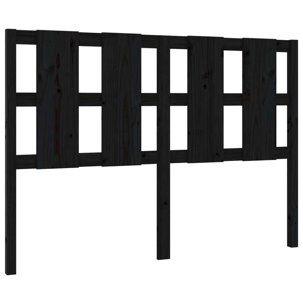 Uzglavlje za krevet crni 125,5 x 4 x 100 cm od masivne borovine