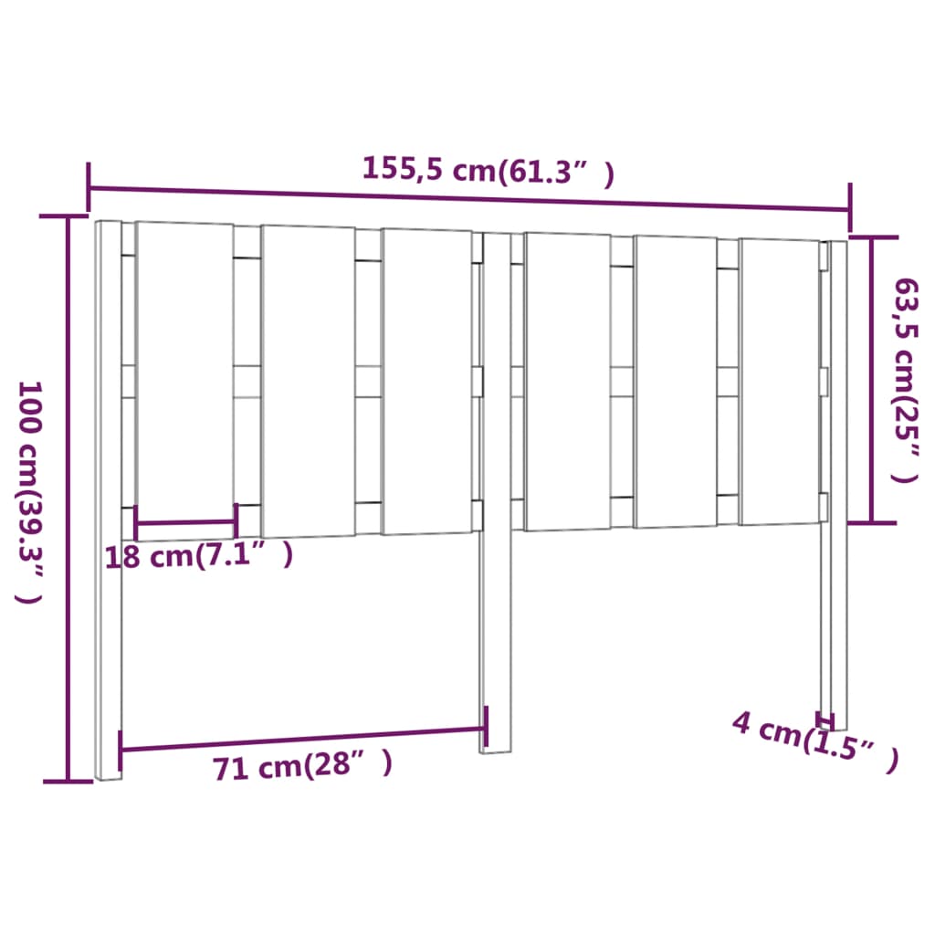 Uzglavlje za krevet boja meda 155,5x4x100 cm masivna borovina