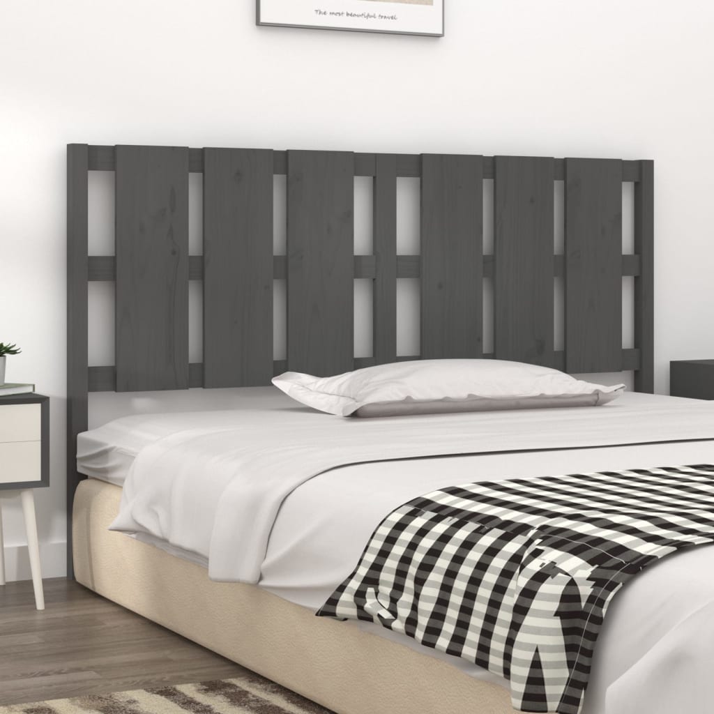 Uzglavlje za krevet sivo 185,5 x 4 x 100 cm od masivne borovine