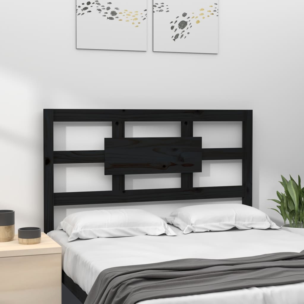 Uzglavlje za krevet crno 95,5 x 4 x 100 cm od masivne borovine