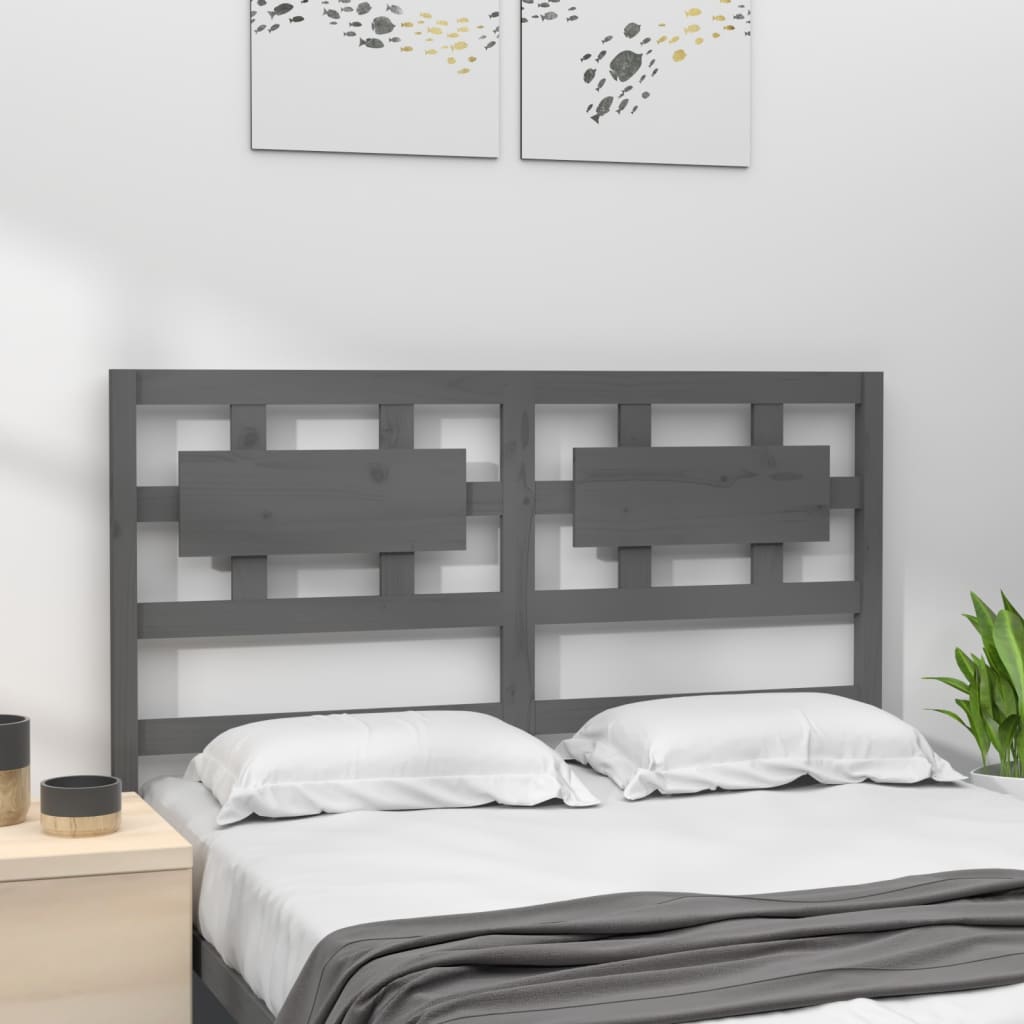 Uzglavlje za krevet sivo 185,5 x 4 x 100 cm od masivne borovine