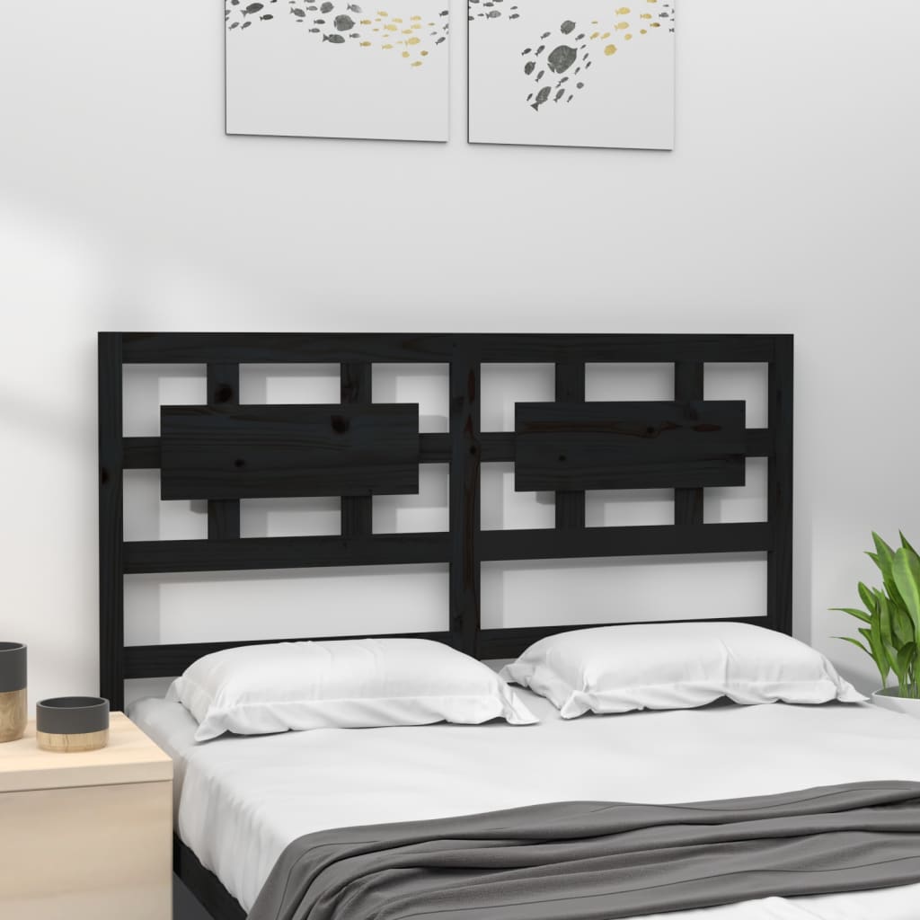 Uzglavlje za krevet crni 185,5 x 4 x 100 cm od masivne borovine
