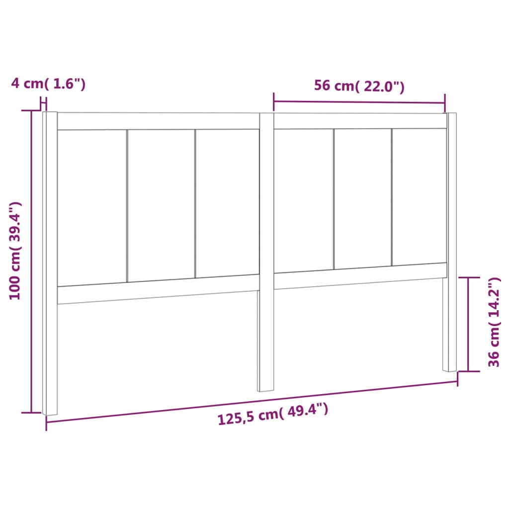 Uzglavlje za krevet 125,5 x 4 x 100 cm od masivne borovine