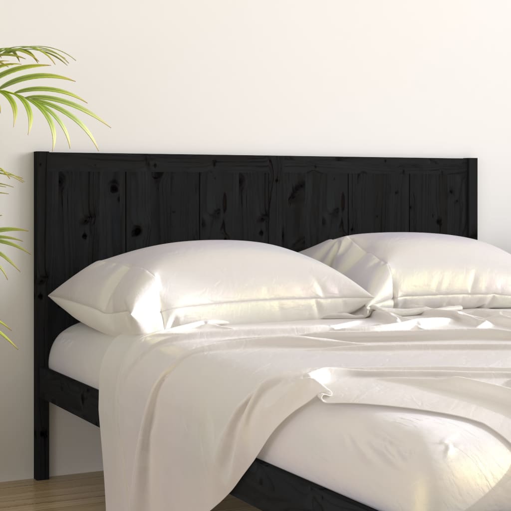 Uzglavlje za krevet crno 125,5 x 4 x 100 cm od masivne borovine