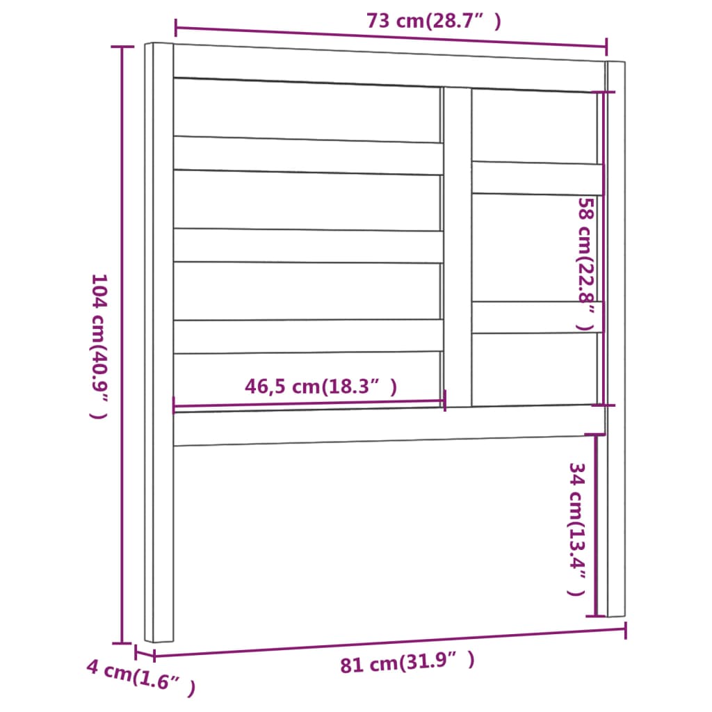 Uzglavlje za krevet boja meda 81 x 4 x 104 cm masivna borovina