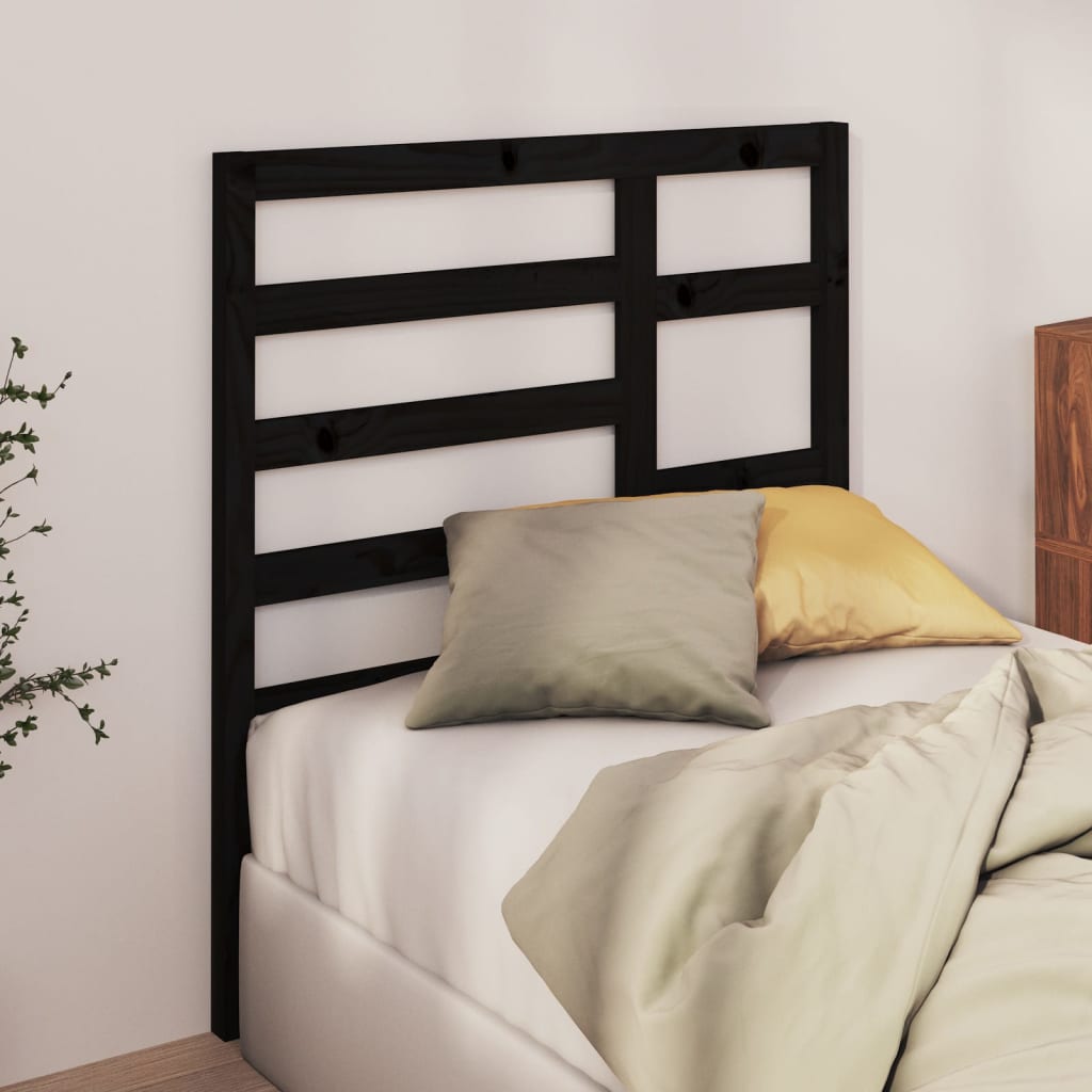 Uzglavlje za krevet crno 106 x 4 x 104 cm od masivne borovine
