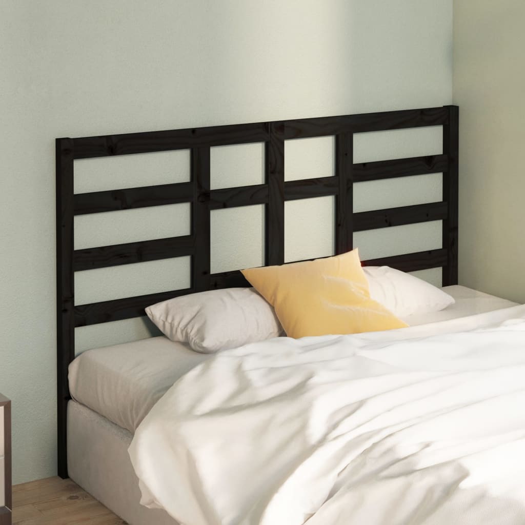 Uzglavlje za krevet crno 126 x 4 x 104 cm od masivne borovine