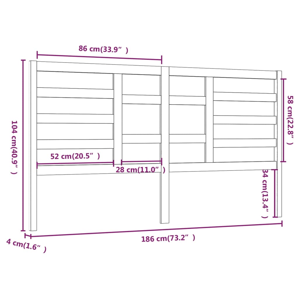 Uzglavlje za krevet boja meda 186 x 4 x 104 cm masivna borovina