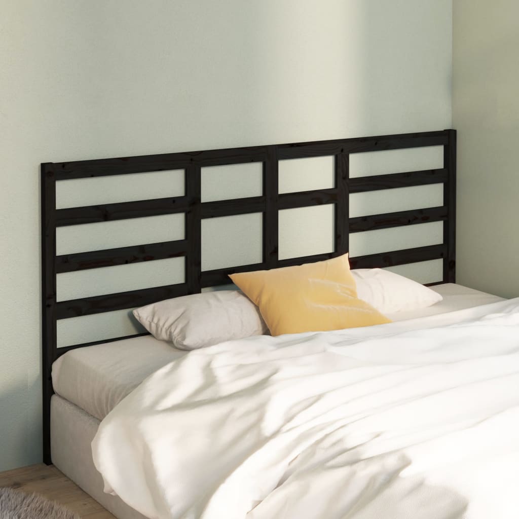 Uzglavlje za krevet crno 206 x 4 x 104 cm od masivne borovine