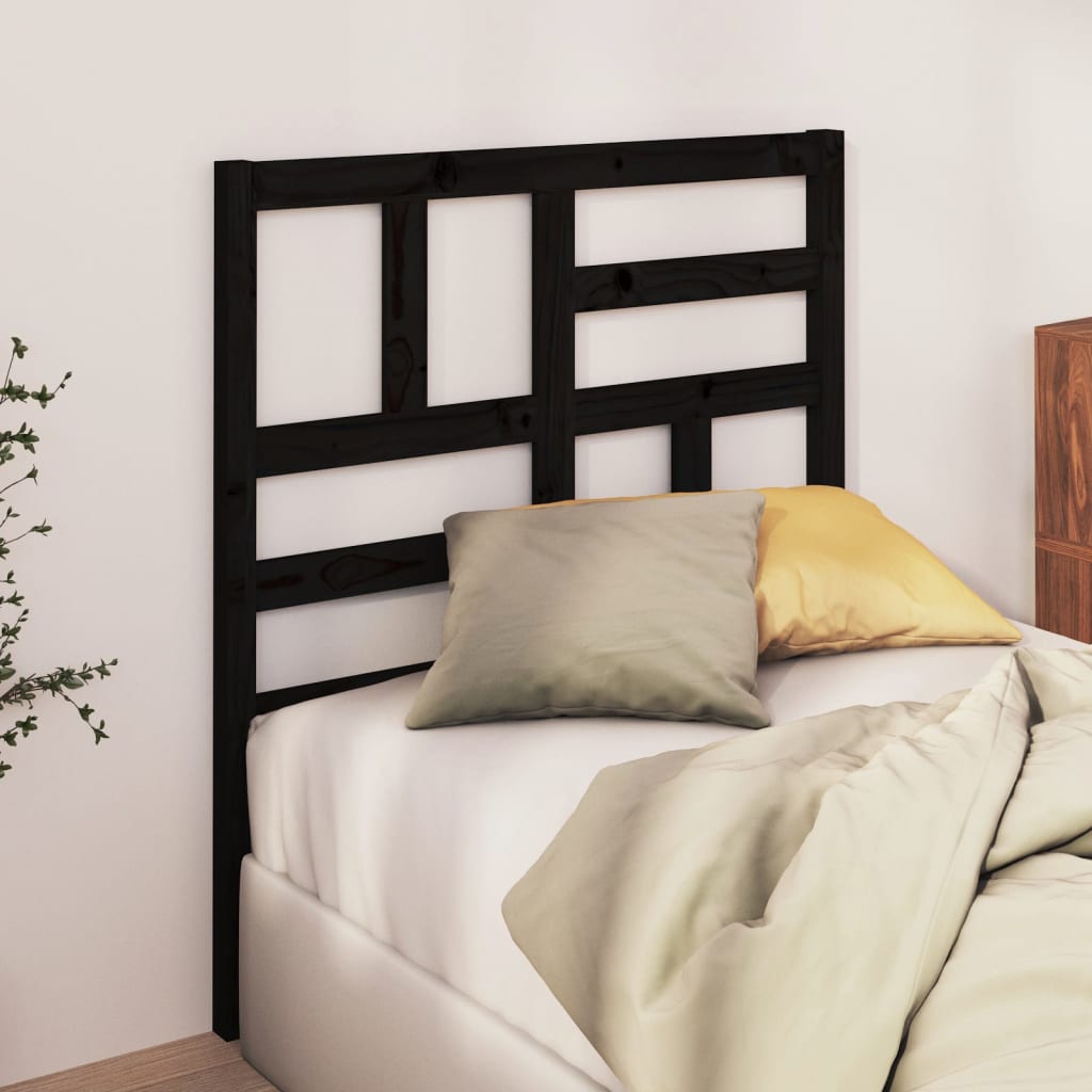 Uzglavlje za krevet crno 81 x 4 x 104 cm od masivne borovine