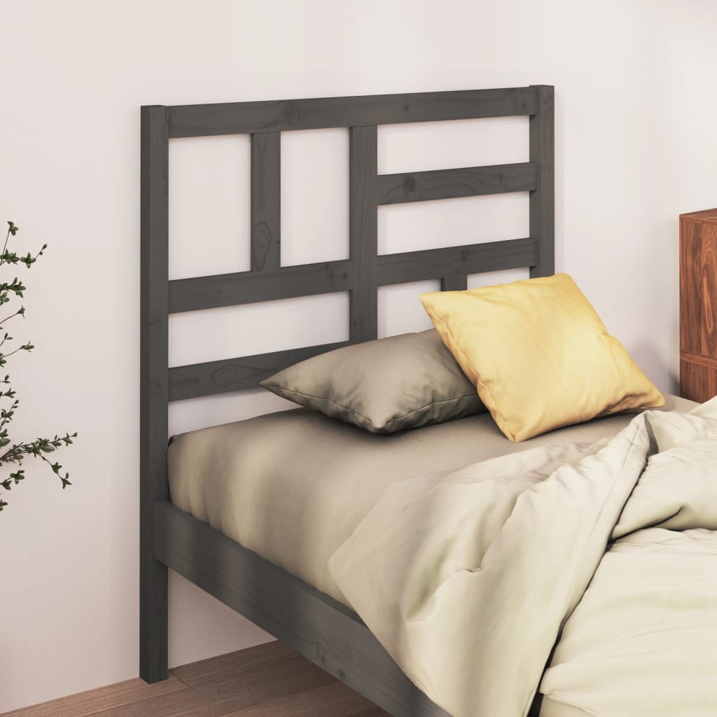 Uzglavlje za krevet sivo 106 x 4 x 104 cm od masivne borovine