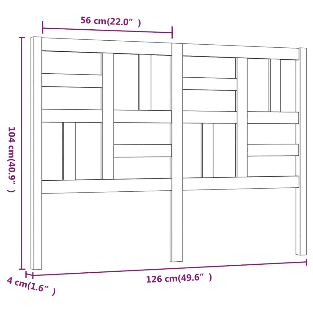 Uzglavlje za krevet 126 x 4 x 100 cm od masivne borovine