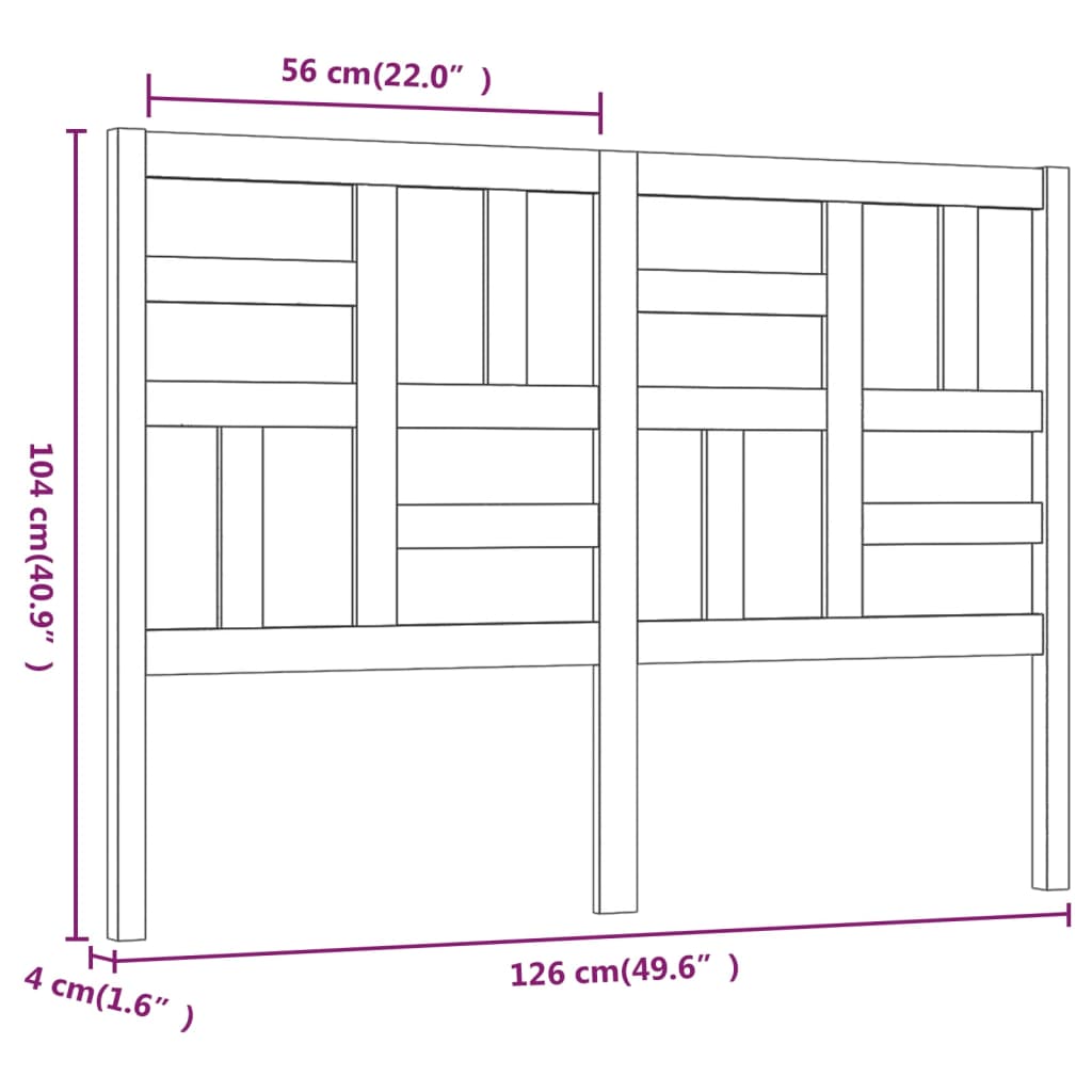 Uzglavlje za krevet bijelo 126 x 4 x 104 cm od masivne borovine