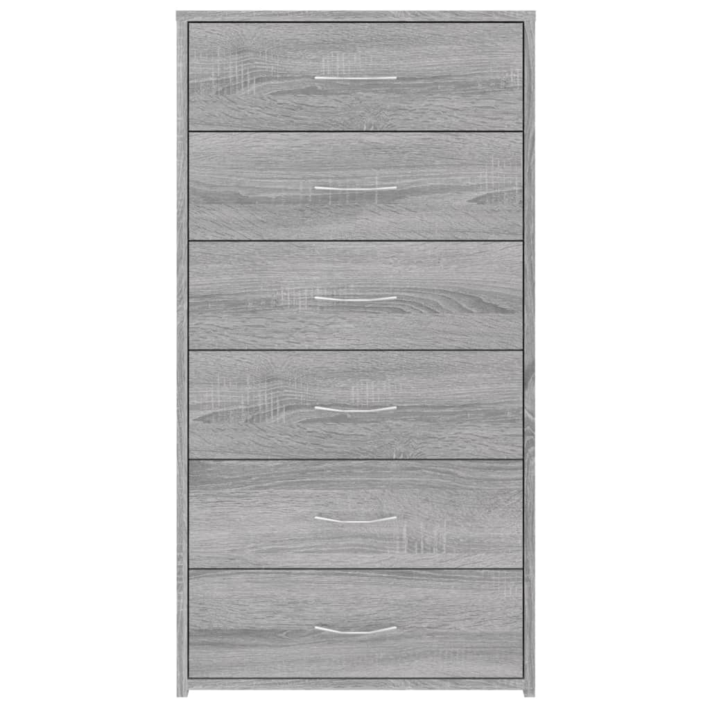 Komoda sa 6 ladica boja sivog hrasta 50 x 34 x 96 cm drvena