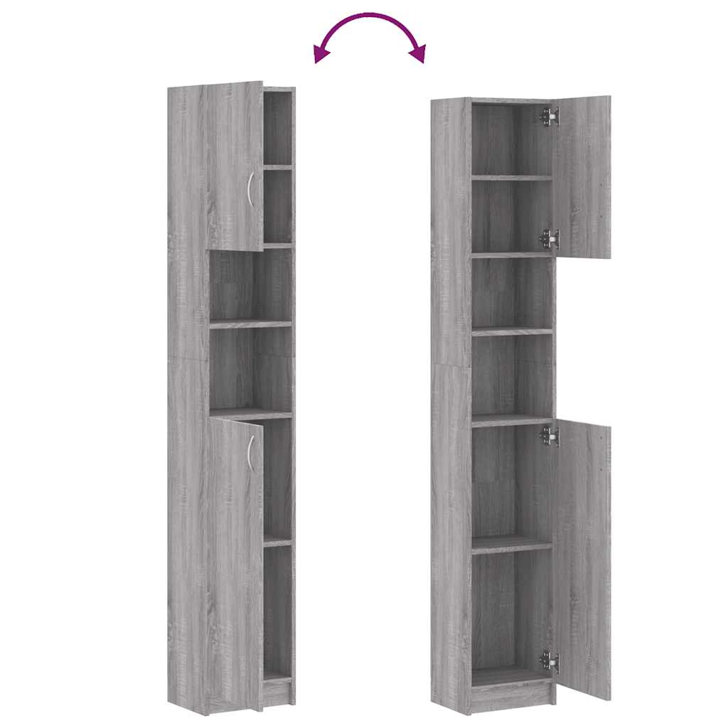 Kupaonski ormarić sivi hrast 32x25,5x190 cm konstruirano drvo