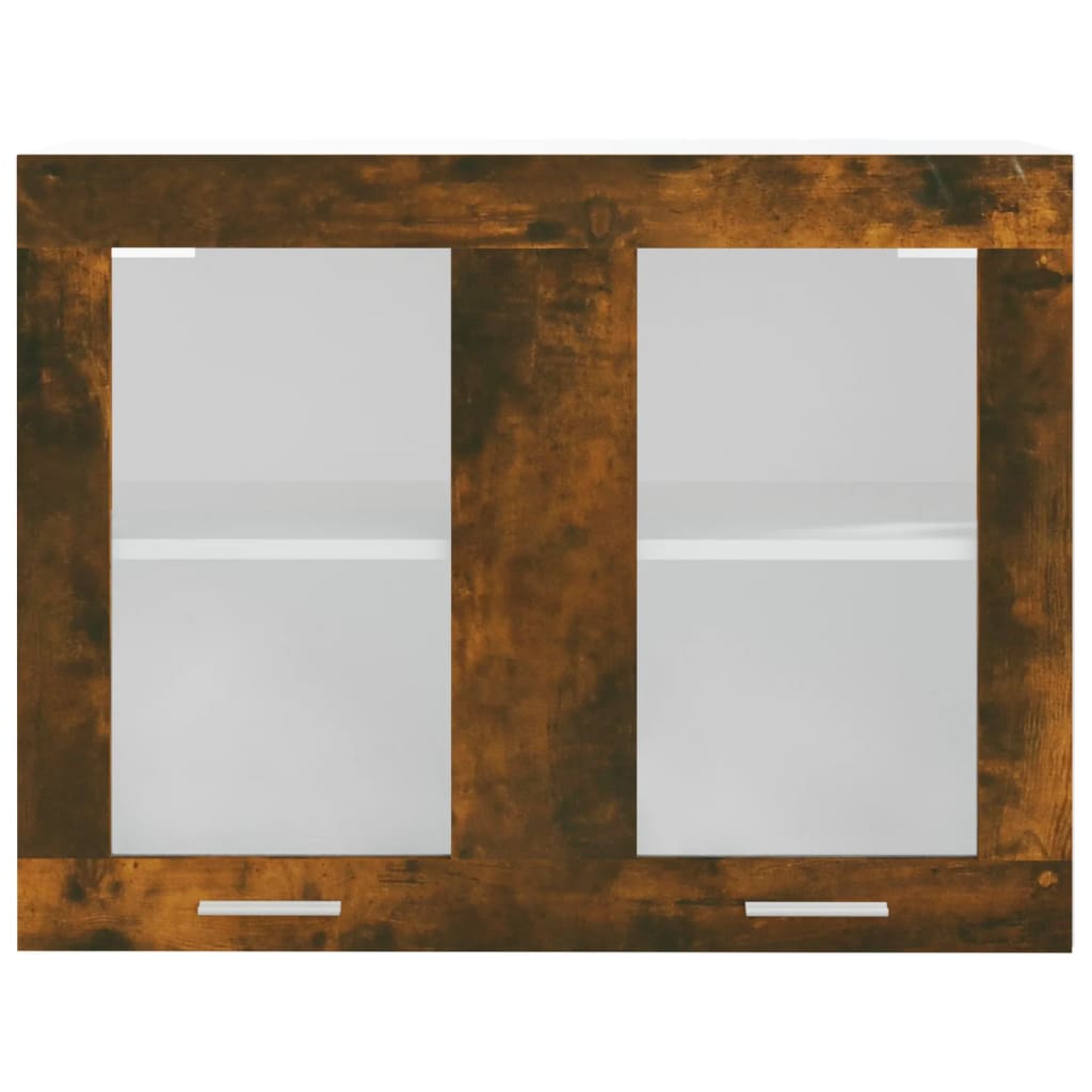 Viseći stakleni ormarić "Lyon" dimljeni hrast 80x31x60 cm inženjerski drvo