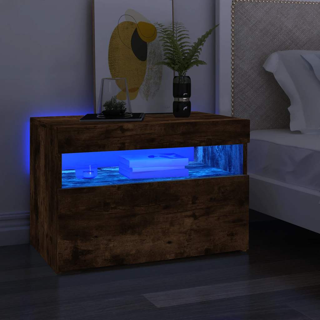 TV ormarić s LED svjetlima boja dimljenog hrasta 60x35x40 cm
