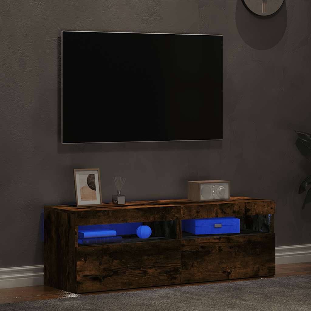 TV ormarići 2 kom s LED svjetlima boja hrasta 60 x 35 x 40 cm