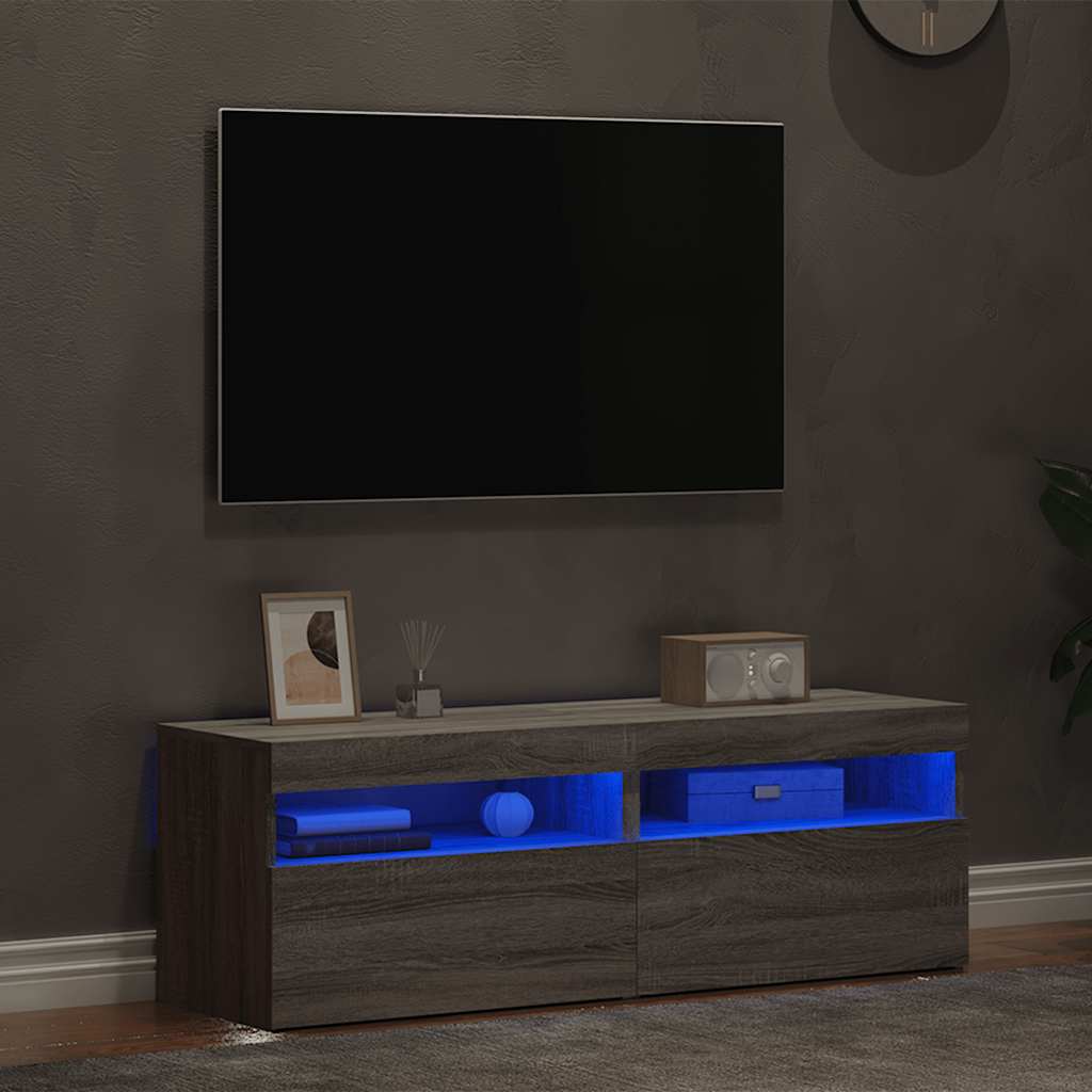 TV ormarići 2 kom s LED svjetlima boja hrasta sonome 60x35x40cm